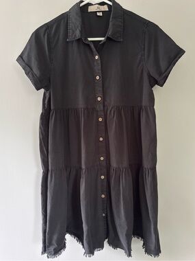 Thread & Supply Button-Front Back Denim Dress